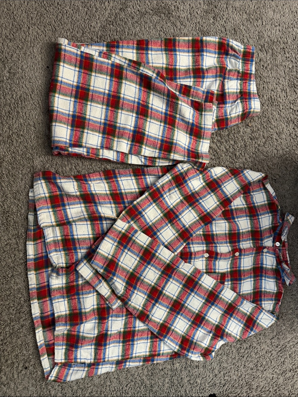 Nordstrom Red, White & Green Plaid Flannel Top and Pants Set